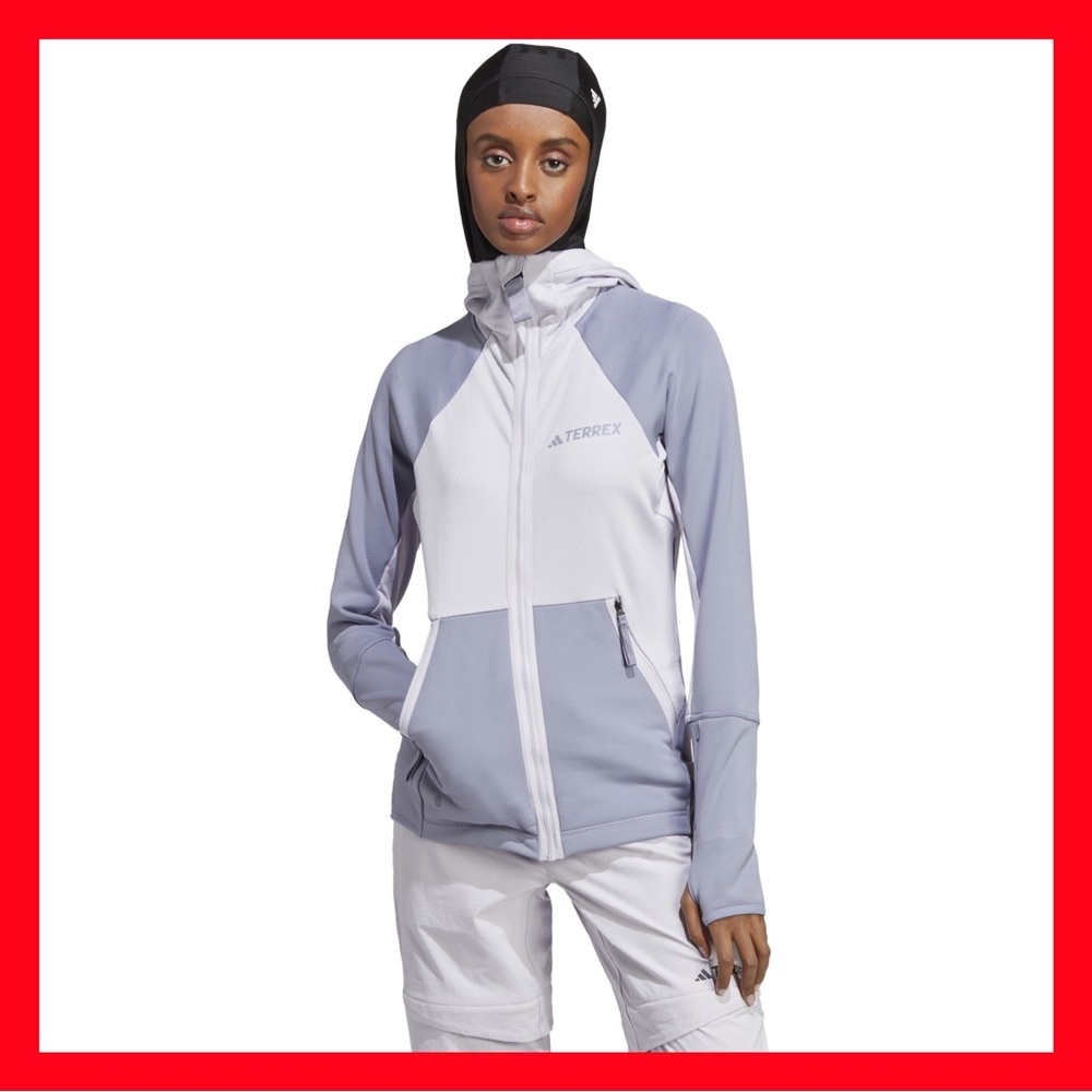 Adidas Women’s Terrex Tech Fleece Hooded Jacket Silver Purple/Violet Size M